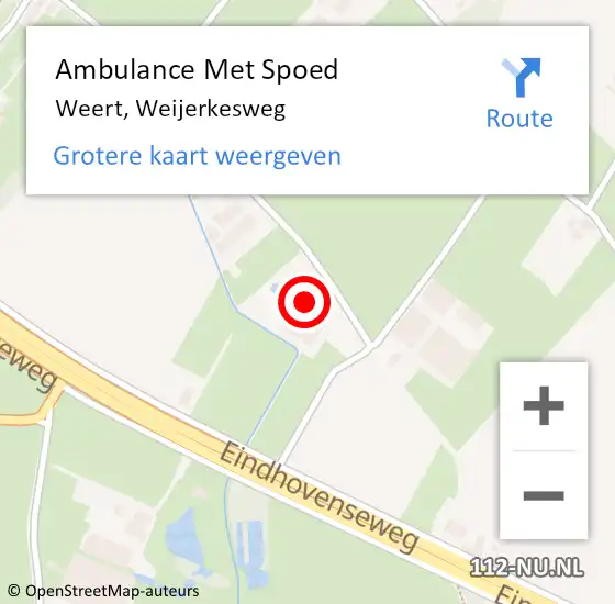 Locatie op kaart van de 112 melding: Ambulance Met Spoed Naar Weert, Weijerkesweg op 12 juli 2024 16:18