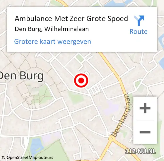 Locatie op kaart van de 112 melding: Ambulance Met Zeer Grote Spoed Naar Den Burg, Wilhelminalaan op 12 juli 2024 16:19