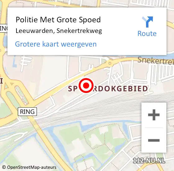 Locatie op kaart van de 112 melding: Politie Met Grote Spoed Naar Leeuwarden, Snekertrekweg op 12 juli 2024 16:28