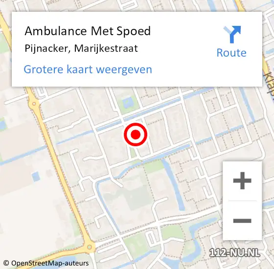 Locatie op kaart van de 112 melding: Ambulance Met Spoed Naar Pijnacker, Marijkestraat op 12 juli 2024 16:33