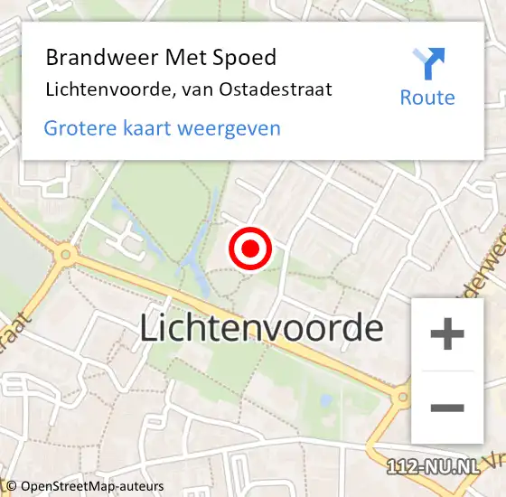 Locatie op kaart van de 112 melding: Brandweer Met Spoed Naar Lichtenvoorde, van Ostadestraat op 12 juli 2024 16:35