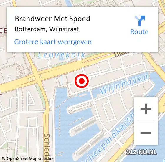 Locatie op kaart van de 112 melding: Brandweer Met Spoed Naar Rotterdam, Wijnstraat op 12 juli 2024 16:35