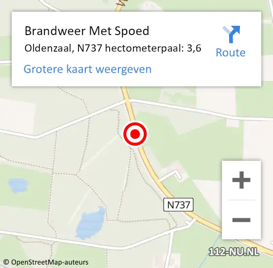 Locatie op kaart van de 112 melding: Brandweer Met Spoed Naar Oldenzaal, N737 hectometerpaal: 3,6 op 12 juli 2024 16:43