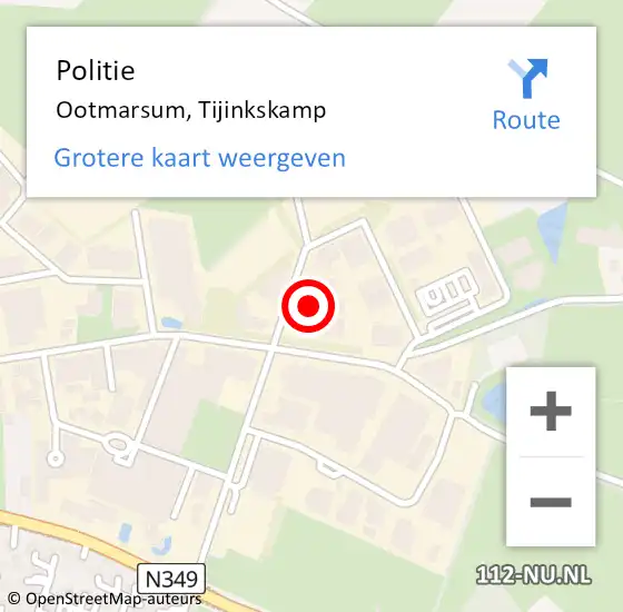 Locatie op kaart van de 112 melding: Politie Ootmarsum, Tijinkskamp op 12 juli 2024 16:56