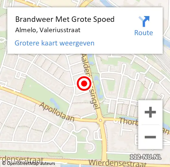 Locatie op kaart van de 112 melding: Brandweer Met Grote Spoed Naar Almelo, Valeriusstraat op 12 juli 2024 16:59