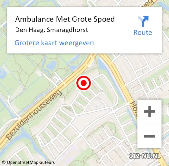 Locatie op kaart van de 112 melding: Ambulance Met Grote Spoed Naar Den Haag, Smaragdhorst op 12 juli 2024 17:04