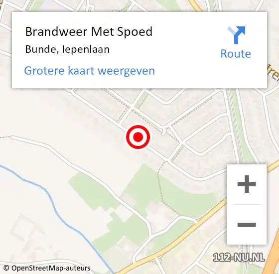 Locatie op kaart van de 112 melding: Brandweer Met Spoed Naar Bunde, Iepenlaan op 12 juli 2024 17:21