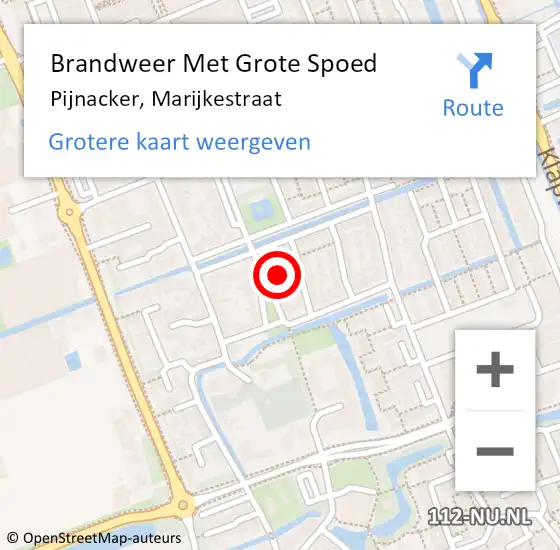 Locatie op kaart van de 112 melding: Brandweer Met Grote Spoed Naar Pijnacker, Marijkestraat op 12 juli 2024 17:25