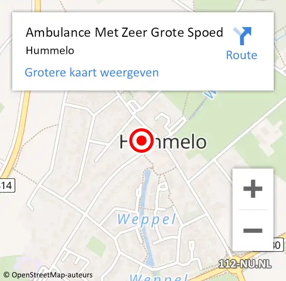 Locatie op kaart van de 112 melding: Ambulance Met Zeer Grote Spoed Naar Hummelo op 12 juli 2024 17:48