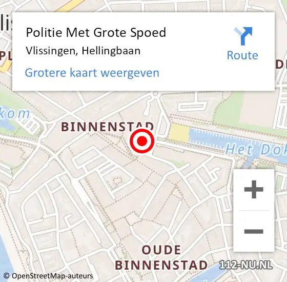 Locatie op kaart van de 112 melding: Politie Met Grote Spoed Naar Vlissingen, Hellingbaan op 12 juli 2024 17:51