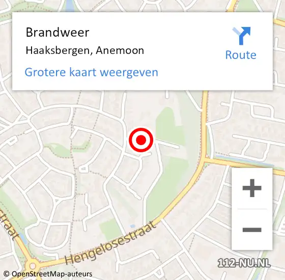 Locatie op kaart van de 112 melding: Brandweer Haaksbergen, Anemoon op 12 juli 2024 18:04