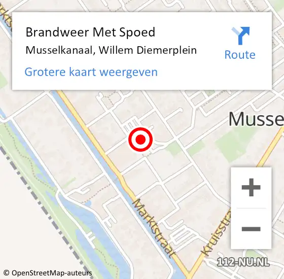 Locatie op kaart van de 112 melding: Brandweer Met Spoed Naar Musselkanaal, Willem Diemerplein op 12 juli 2024 18:25