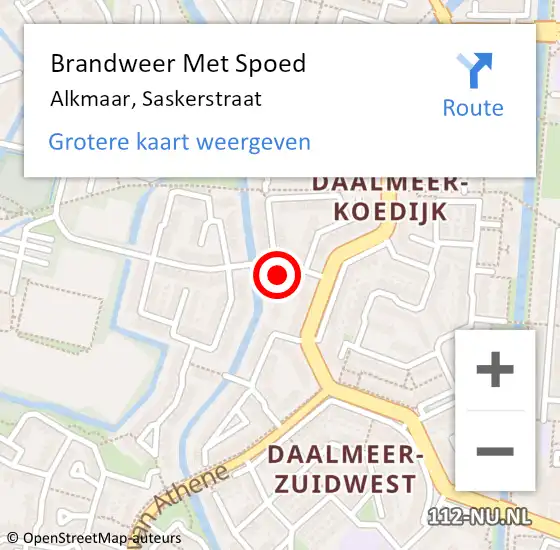 Locatie op kaart van de 112 melding: Brandweer Met Spoed Naar Alkmaar, Saskerstraat op 12 juli 2024 18:34