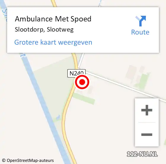 Locatie op kaart van de 112 melding: Ambulance Met Spoed Naar Slootdorp, Slootweg op 12 juli 2024 18:40