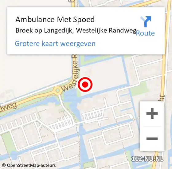 Locatie op kaart van de 112 melding: Ambulance Met Spoed Naar Broek op Langedijk, Westelijke Randweg op 12 juli 2024 19:04