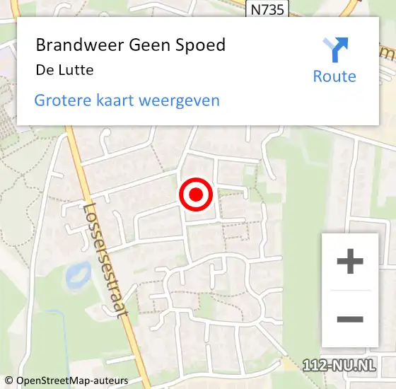 Locatie op kaart van de 112 melding: Brandweer Geen Spoed Naar De Lutte op 12 juli 2024 19:30