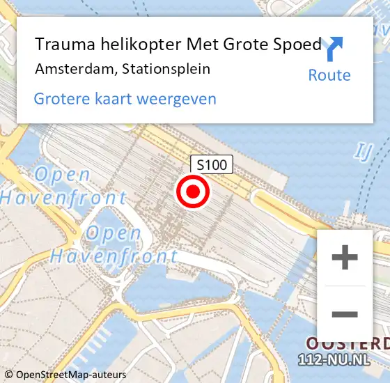 Locatie op kaart van de 112 melding: Trauma helikopter Met Grote Spoed Naar Amsterdam, Stationsplein op 12 juli 2024 19:37