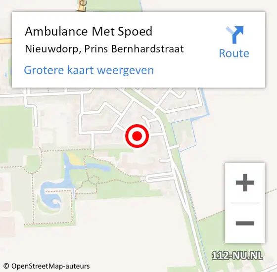 Locatie op kaart van de 112 melding: Ambulance Met Spoed Naar Nieuwdorp, Prins Bernhardstraat op 12 oktober 2014 22:27