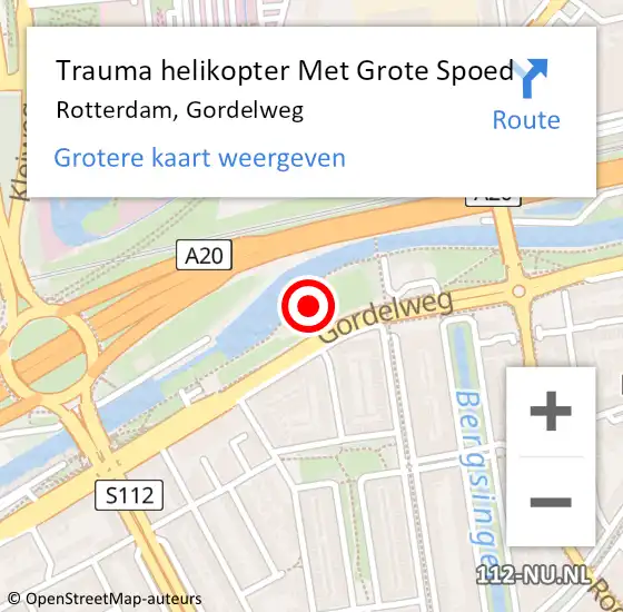 Locatie op kaart van de 112 melding: Trauma helikopter Met Grote Spoed Naar Rotterdam, Gordelweg op 12 juli 2024 19:44