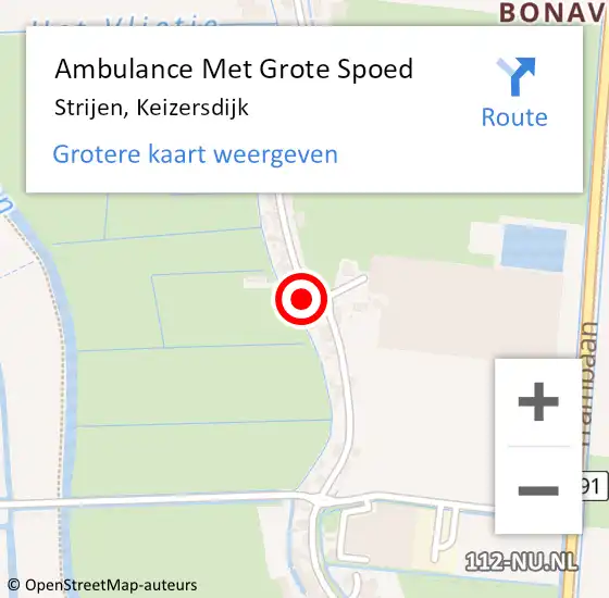 Locatie op kaart van de 112 melding: Ambulance Met Grote Spoed Naar Strijen, Keizersdijk op 12 juli 2024 19:52