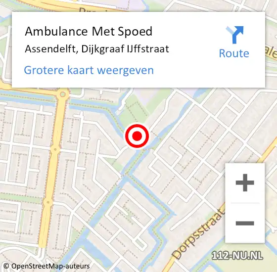 Locatie op kaart van de 112 melding: Ambulance Met Spoed Naar Assendelft, Dijkgraaf IJffstraat op 12 juli 2024 20:23