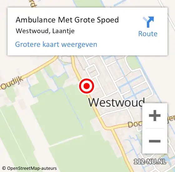 Locatie op kaart van de 112 melding: Ambulance Met Grote Spoed Naar Westwoud, Laantje op 12 juli 2024 20:24