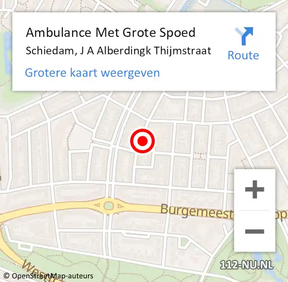 Locatie op kaart van de 112 melding: Ambulance Met Grote Spoed Naar Schiedam, J A Alberdingk Thijmstraat op 12 juli 2024 20:27