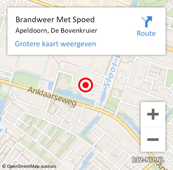 Locatie op kaart van de 112 melding: Brandweer Met Spoed Naar Apeldoorn, De Bovenkruier op 12 juli 2024 21:15