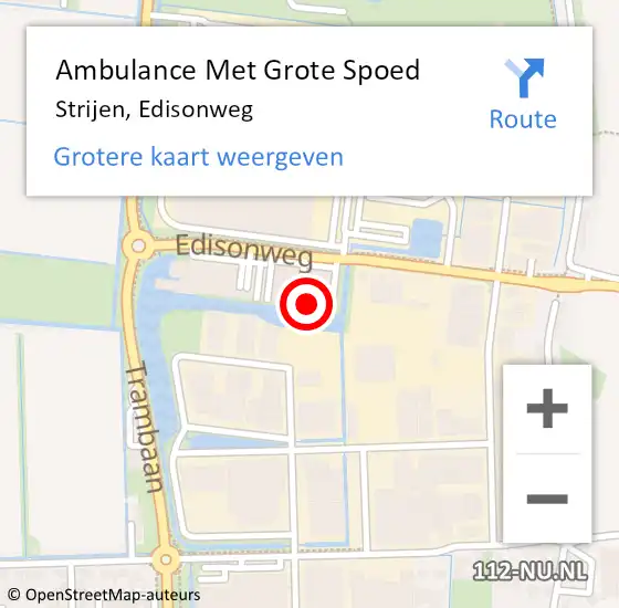 Locatie op kaart van de 112 melding: Ambulance Met Grote Spoed Naar Strijen, Edisonweg op 12 juli 2024 21:21