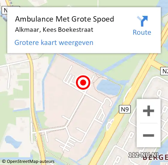 Locatie op kaart van de 112 melding: Ambulance Met Grote Spoed Naar Alkmaar, Kees Boekestraat op 12 juli 2024 21:26