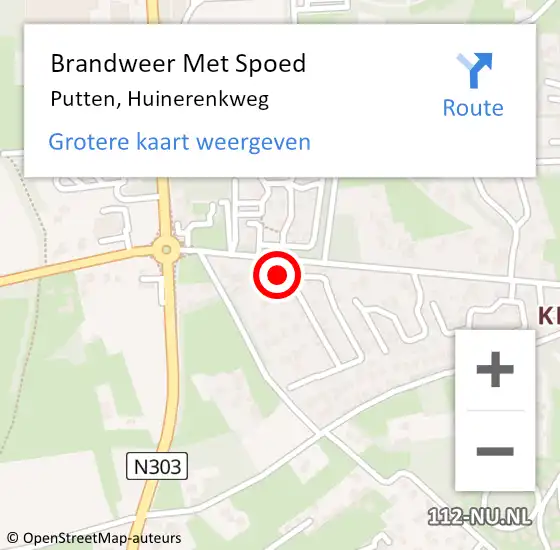 Locatie op kaart van de 112 melding: Brandweer Met Spoed Naar Putten, Huinerenkweg op 12 juli 2024 21:30