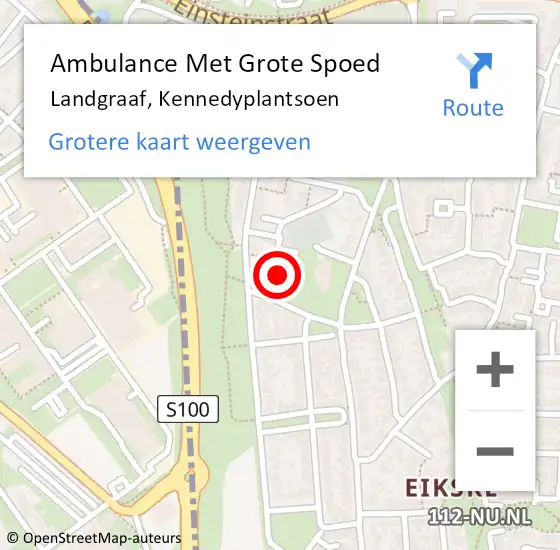 Locatie op kaart van de 112 melding: Ambulance Met Grote Spoed Naar Landgraaf, Kennedyplantsoen op 12 oktober 2014 22:51