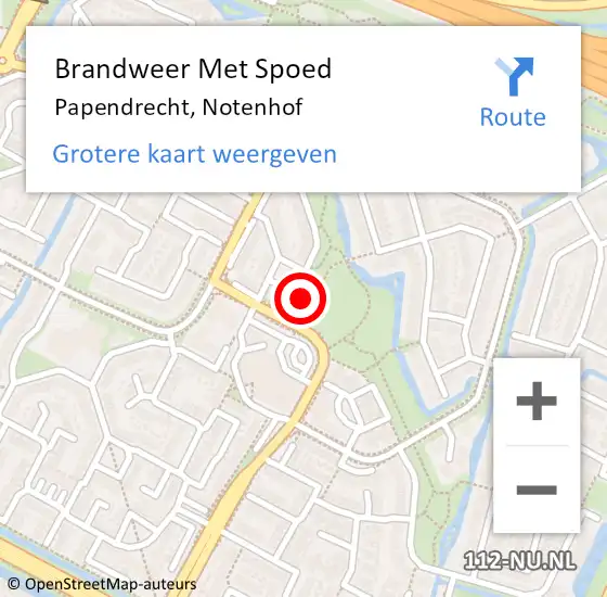 Locatie op kaart van de 112 melding: Brandweer Met Spoed Naar Papendrecht, Notenhof op 12 juli 2024 21:37