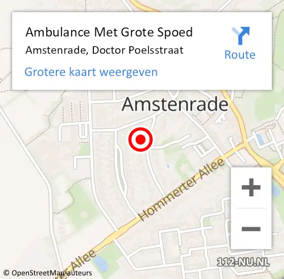 Locatie op kaart van de 112 melding: Ambulance Met Grote Spoed Naar Amstenrade, Doctor Poelsstraat op 12 oktober 2014 22:56