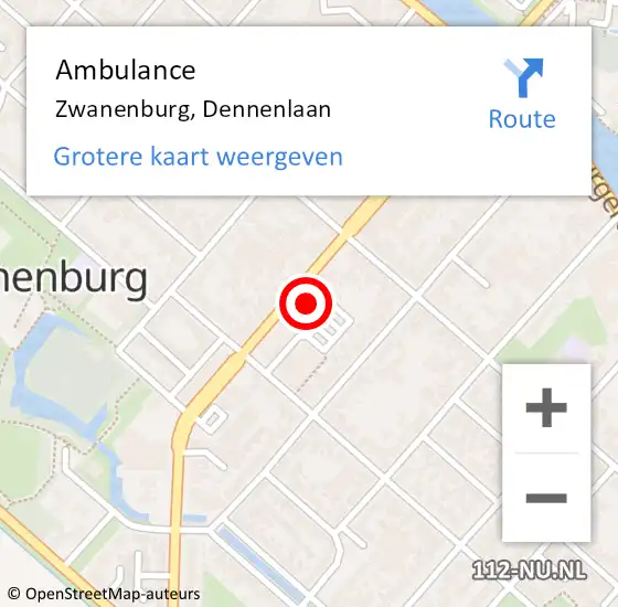 Locatie op kaart van de 112 melding: Ambulance Zwanenburg, Dennenlaan op 12 juli 2024 21:46