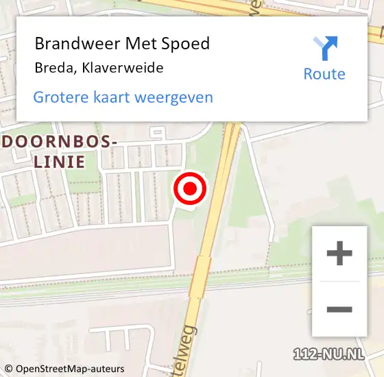 Locatie op kaart van de 112 melding: Brandweer Met Spoed Naar Breda, Klaverweide op 12 juli 2024 22:06