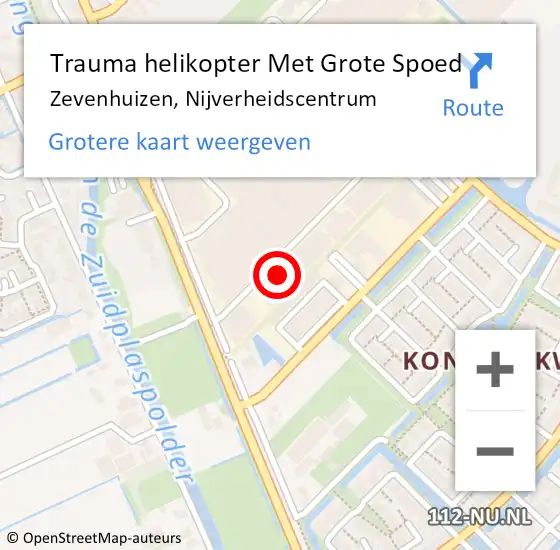 Locatie op kaart van de 112 melding: Trauma helikopter Met Grote Spoed Naar Zevenhuizen, Nijverheidscentrum op 12 juli 2024 22:15