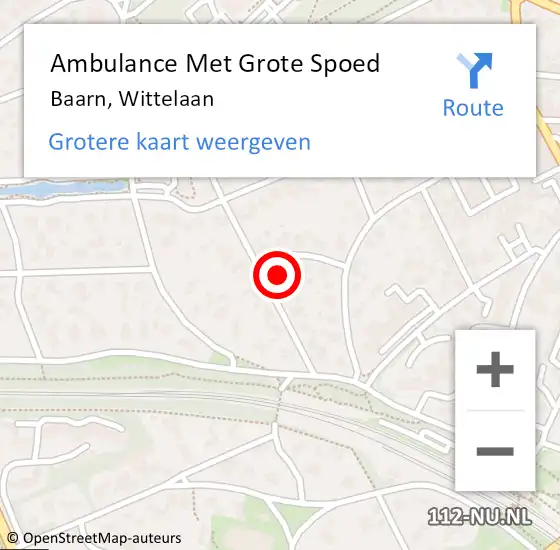 Locatie op kaart van de 112 melding: Ambulance Met Grote Spoed Naar Baarn, Wittelaan op 12 oktober 2014 23:01