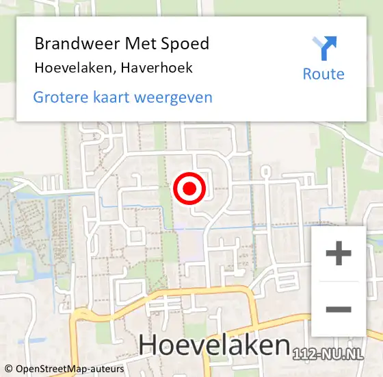 Locatie op kaart van de 112 melding: Brandweer Met Spoed Naar Hoevelaken, Haverhoek op 12 juli 2024 22:46