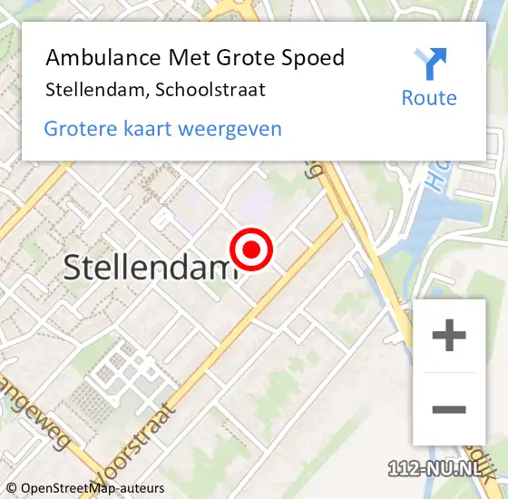 Locatie op kaart van de 112 melding: Ambulance Met Grote Spoed Naar Stellendam, Schoolstraat op 12 juli 2024 22:52