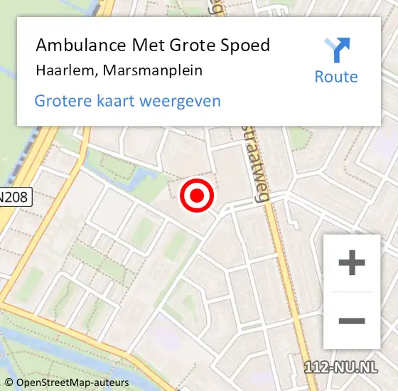 Locatie op kaart van de 112 melding: Ambulance Met Grote Spoed Naar Haarlem, Marsmanplein op 12 juli 2024 22:54