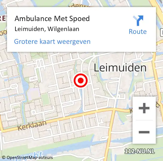 Locatie op kaart van de 112 melding: Ambulance Met Spoed Naar Leimuiden, Wilgenlaan op 12 juli 2024 23:19