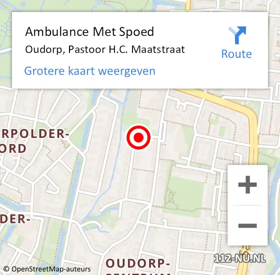 Locatie op kaart van de 112 melding: Ambulance Met Spoed Naar Oudorp, Pastoor H.C. Maatstraat op 12 oktober 2014 23:09