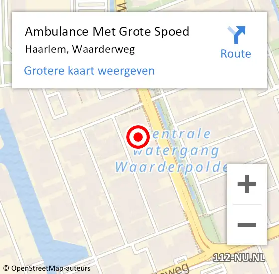 Locatie op kaart van de 112 melding: Ambulance Met Grote Spoed Naar Haarlem, Waarderweg op 12 juli 2024 23:29