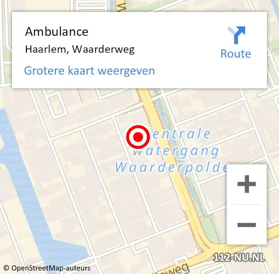 Locatie op kaart van de 112 melding: Ambulance Haarlem, Waarderweg op 12 juli 2024 23:30