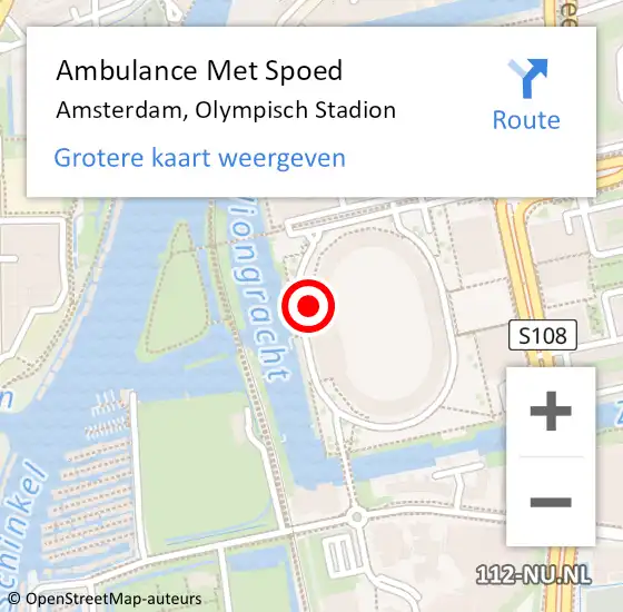 Locatie op kaart van de 112 melding: Ambulance Met Spoed Naar Amsterdam, Olympisch Stadion op 12 juli 2024 23:56