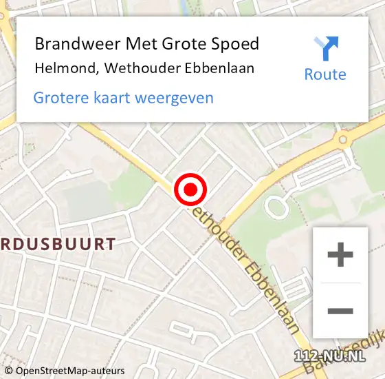 Locatie op kaart van de 112 melding: Brandweer Met Grote Spoed Naar Helmond, Wethouder Ebbenlaan op 12 juli 2024 23:59