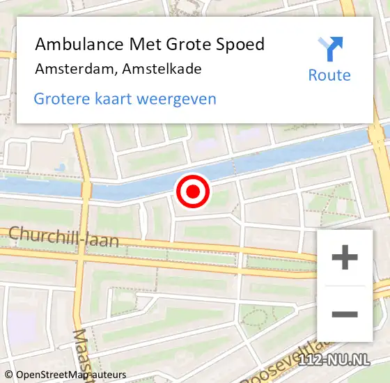 Locatie op kaart van de 112 melding: Ambulance Met Grote Spoed Naar Amsterdam, Amstelkade op 13 juli 2024 00:16