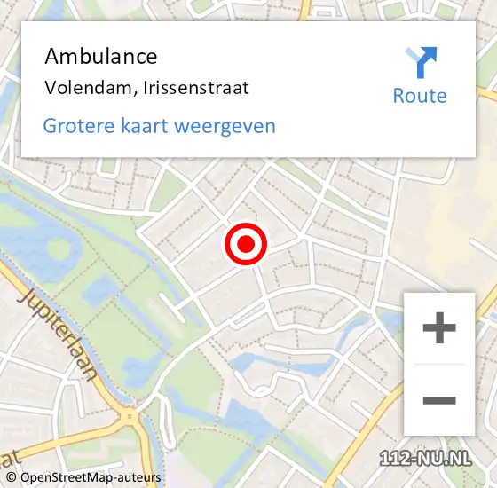 Locatie op kaart van de 112 melding: Ambulance Volendam, Irissenstraat op 13 juli 2024 00:30