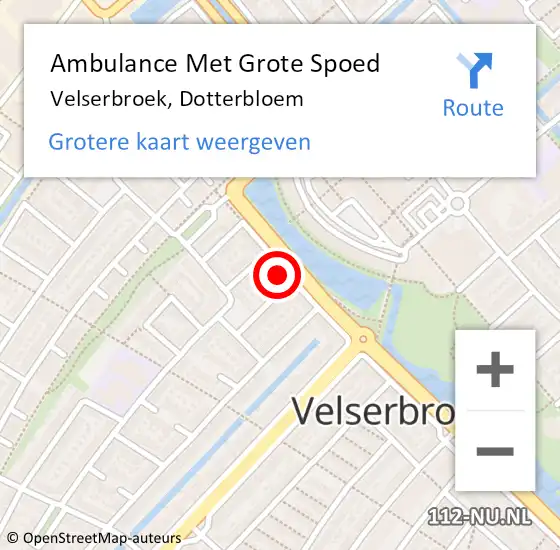 Locatie op kaart van de 112 melding: Ambulance Met Grote Spoed Naar Velserbroek, Dotterbloem op 13 juli 2024 00:32